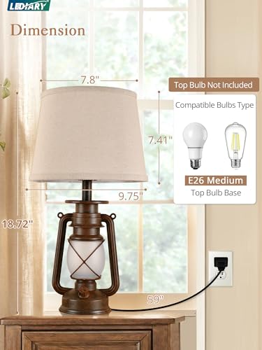 18.72" LED Vintage Lantern Flickering Flame Table Lamps Set of 2 (2 Count)