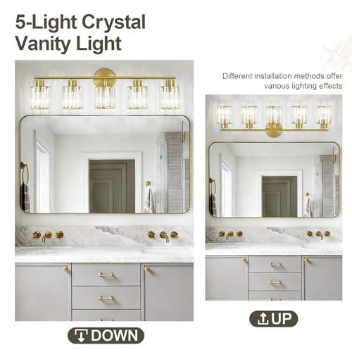 Modern Gold Crystal Bathroom Light Fixtures