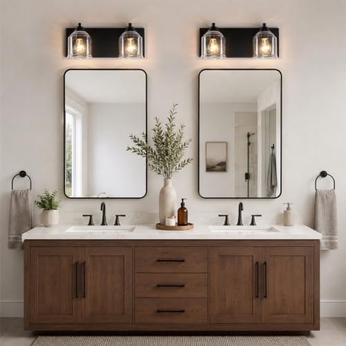 16" 2 Light Farmhouse Bathroom Vanity Light with Bubble Glass