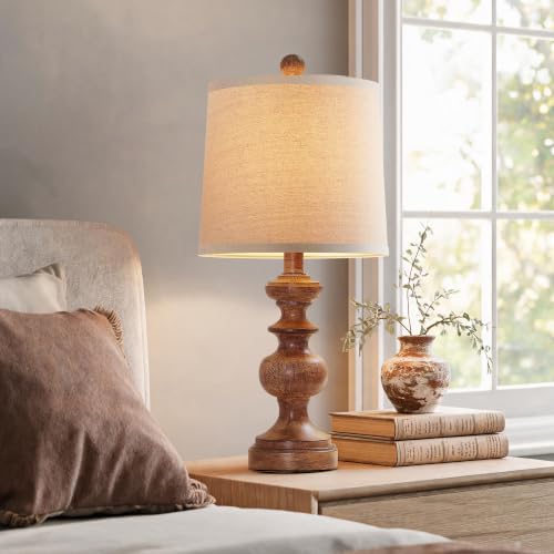 Farmhouse Table Lamp Set of 2 (Wood Grain)