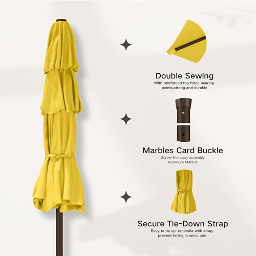 9ft 3 Tier Patio Umbrella with Solar Lights