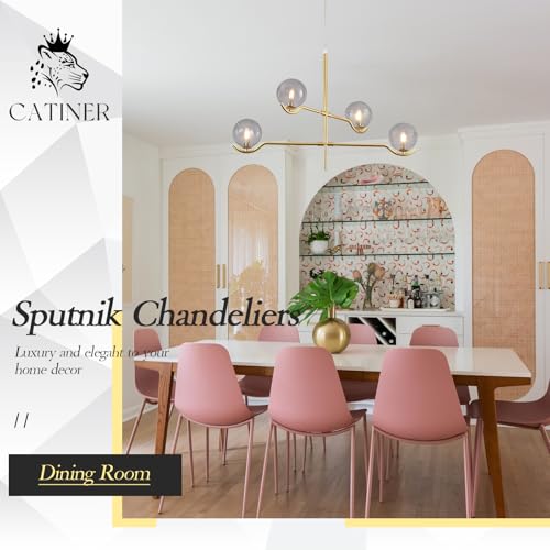 Modern 31" 4 Light Gold Sputnik Chandelier with Smoke Glass Globe