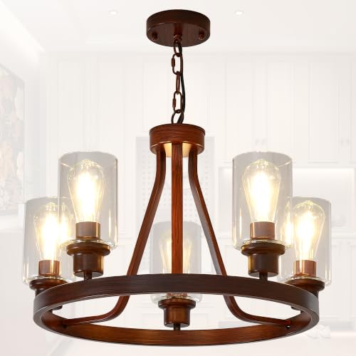 Farmhouse Faux Wood Chandelier (72 Count)