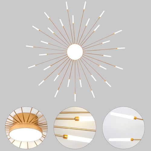 50.4" Ceiling Light Modern Flower Shape Ceiling Lamp for Living Room Dining Room Semi Flush Mount Metal Acrylic Sputnik Firework Petal LED Lighting Fixture