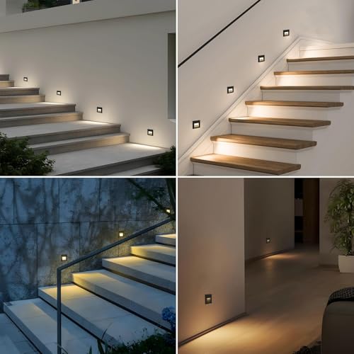 120V Indoor Outdoor Recessed Step Lights for Stair Warm White 8Pack (4 Count)
