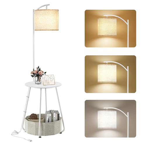 Floor Lamp with Table (White)
