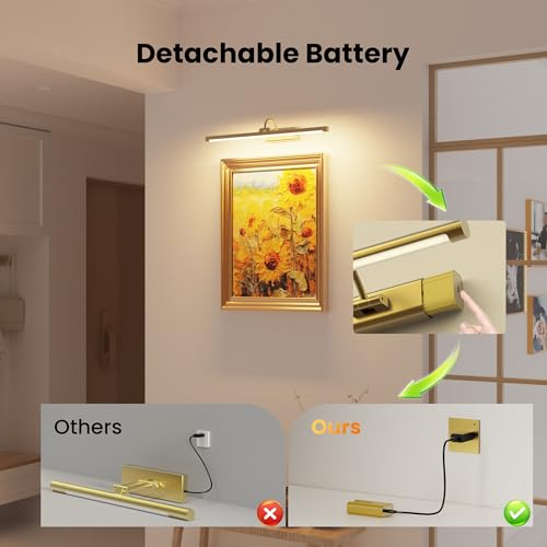24" Picture Lights for Wall with 8000mAh Battery