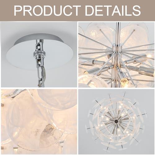 Dia 28 Inch Modern Glass Chandeliers for Farmhouse