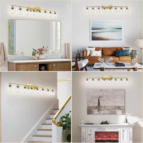 Modern Brushed Gold 8 Light Bathroom Light Fixtures