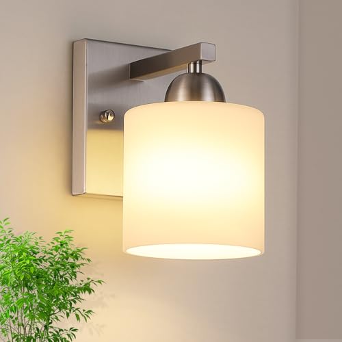Brushed Nickel Milk Glass Wall Sconces