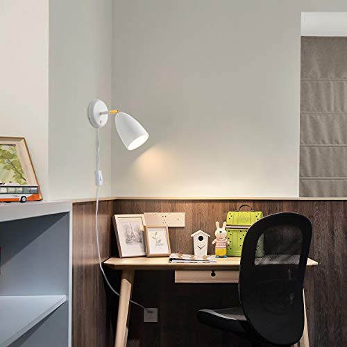 Modern White Plug in or Hardwire Wall Light Sconces