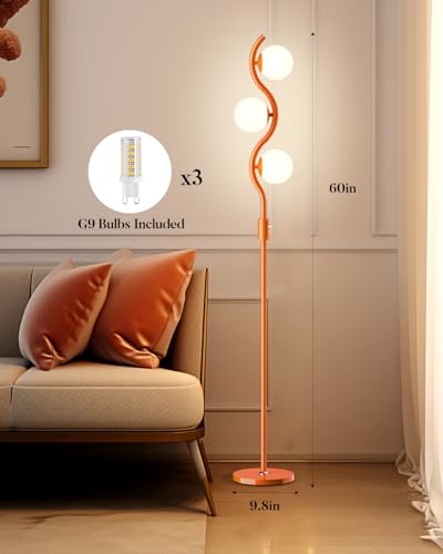 60IN Dimmable Orange Globe Floor Lamp (3 Count)