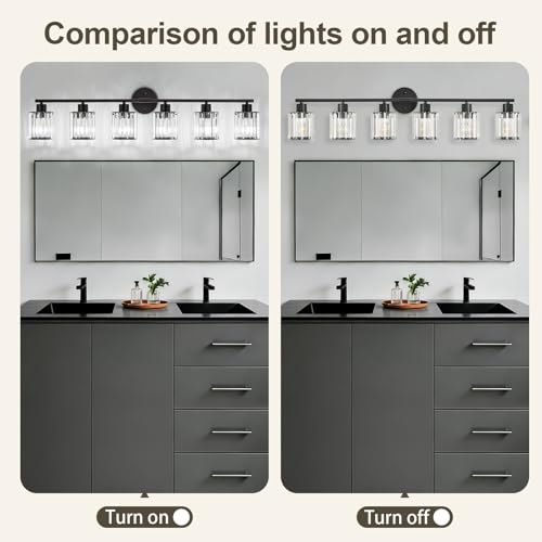 Modern Black Crystal Bathroom Light Fixtures