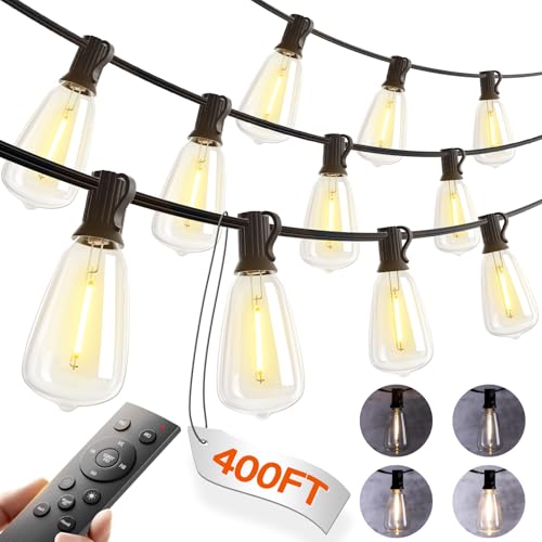 400FT(50*8) Outdoor String Lights with Remote LED Edison Waterproof (400 Foot)