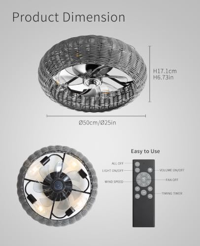 Low Profile Ceiling Fan with Light (Grey / Medium)