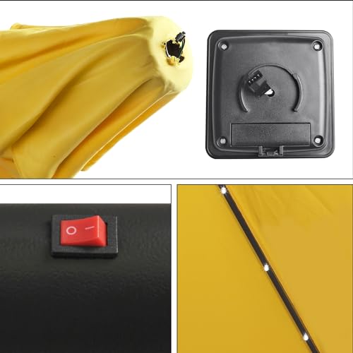 7.5 ft Solar Umbrella 18 LED Lighted Patio Umbrella Table Market Umbrella with Tilt and Crank Outdoor Umbrella for Garden