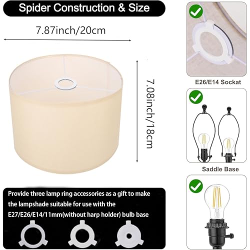 Cloth Lamp Shade Round lamp Small Drum Lamp Shades Fabric Lampshades Barrel Lamp Shades for Table Lamps Floor Lamps