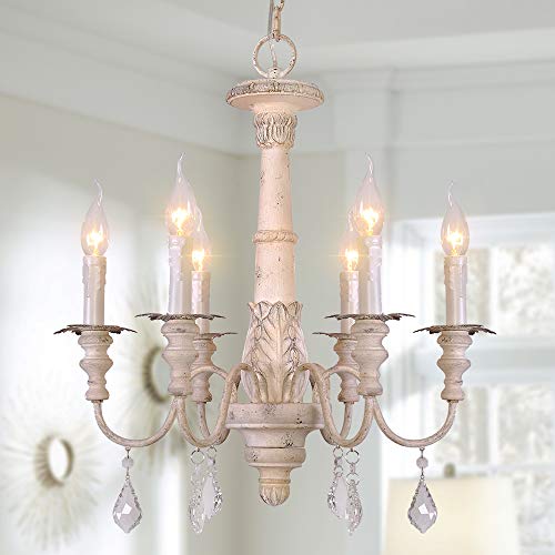 6 Light French Country Chandelier Farmhouse Candle Style W20.8