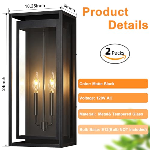 24" Outdoor Wall Lights (2 Count)