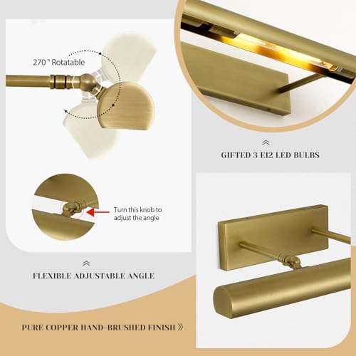 24" Brass Picture Light Hardwired