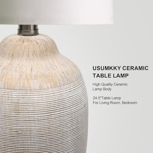 24 inch Vintage Ceramic Table Lamp with 5FT Cord