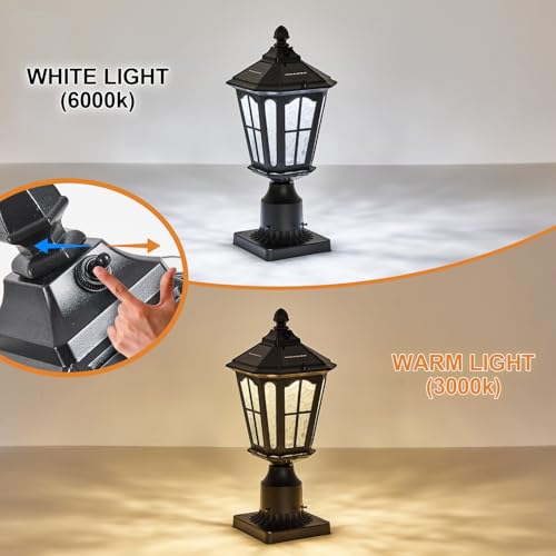 2 Pack Outdoor Solar Lamp Post Light with Pier Mount Base (2 Count)