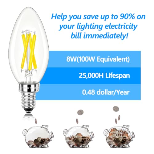 LED Candle Bulbs 100W Equivalent Dimmable (12 Count)