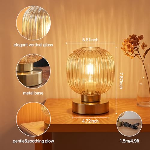Amber Touch Glass Table Lamp