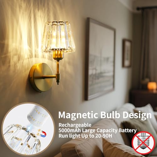 Battery Operated Crystal Wall Sconce Set of 2 (2 Count)