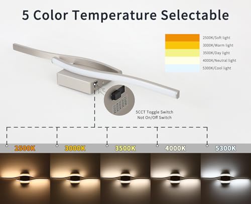 Brushed Nickel Bathroom Vanity Lights Fixtures Over Mirror 5CCT Dimmable Bathroom Light Fixture Modern Vanity Lighting Bar Led Bath Vanity Light 23 Inch Wall Lamp