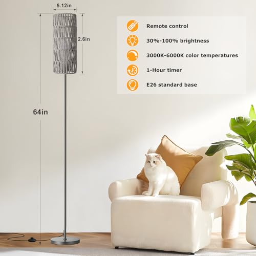 64'' Floor Lamps for Living Room with Remote Control and Stepless Dimmable Colors Temperature & Brightness