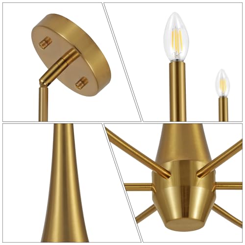 Gold Chandelier Light Fixture, 6-Light Modern Farmhouse Kitchen Chandeliers Over Table Hanging, Industrial Metal Chandeliers for Dining Room Entryway Bedroom Living Room Foyer Hallway