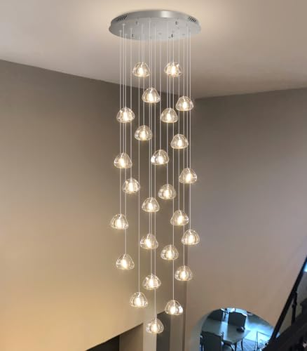 157 Inches Long Chandelier Bubble Crystal Balls Glam Chandeliers Dimmable Light High Ceiling Pendants Light Adjustable Large Size Lighting Fixtures Antique Gold