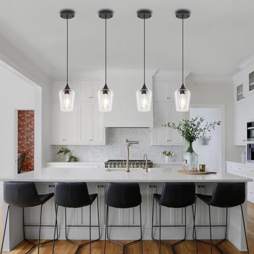 3 Pack Black Pendant Light Fixtures Modern Kitchen Lighting Over Island (3 Count)