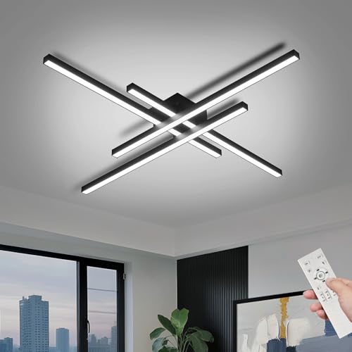 43" Black Modern LED Ceiling Light Fixtures With Remote