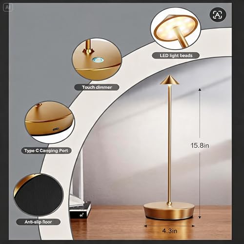 LED Cordless Rechargeable Table Lamps (2 Count)