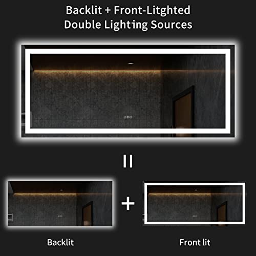 60"X28" LED Bathroom Mirror with Light