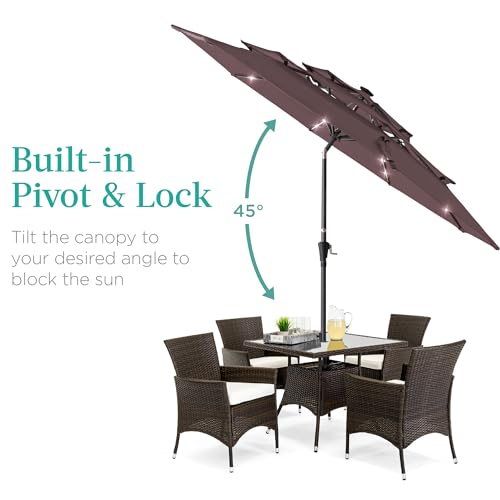 10ft 3 Tier Solar Patio Umbrella