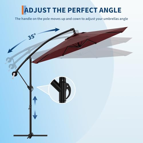 10FT Offset Patio Umbrella with Cross Base