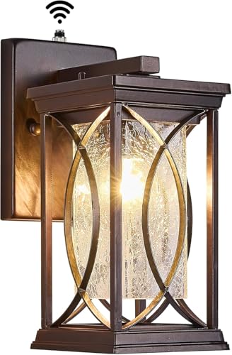 Oil Rubbed Bronze Porch Light Dusk to Dawn Outdoor Wall Lantern Small Modern Exterior Light Fixture Aluminum with Crack