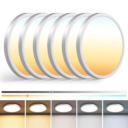 6Pack 7 inch Small White LED Flush Mount Ceiling Lights (6 Count)