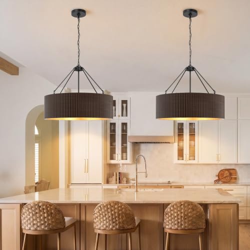 Walnut Wood Drum Chandelier