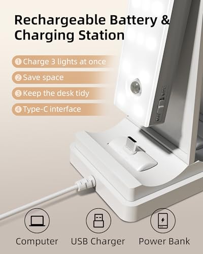 13inch Under Cabinet Lighting with Charging Station (6 Count)