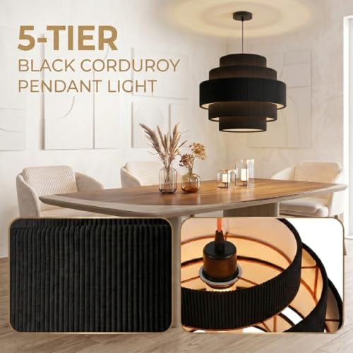 5 Tier Corduroy Pendant Light for Kitchen Island