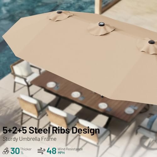 13 FT Patio Umbrella with Solar Lights