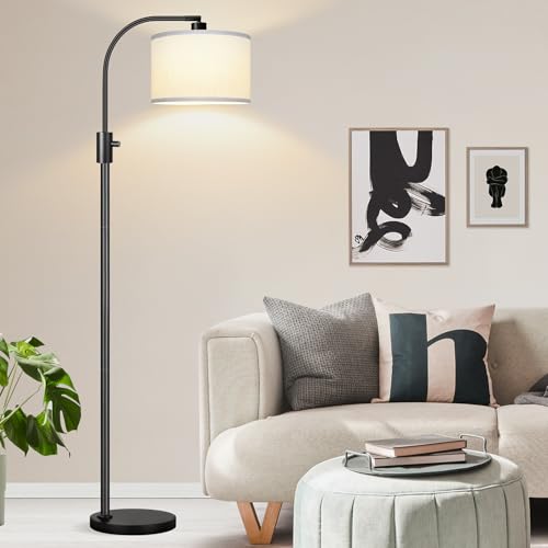 Upgraded Modern Arc Dimmable Tall Standing Floor Lamp with White Shade