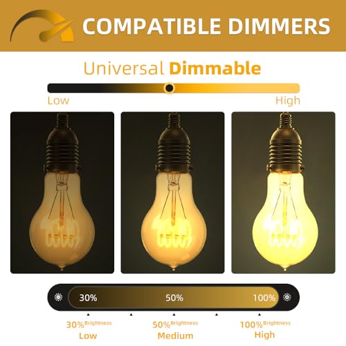 4 Pack Edison Light Bulb 60 Watt Dimmable A19 Vintage Warm Bulb (4 Count)
