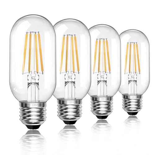 Vintage E26 4W LED Edison Bulbs 40W Equivalent 400 Lumens 2700K Warm White CRI90 T45 Antique LED Bulb Clear Glass 4 Packs for Chandeliers (4 Count)