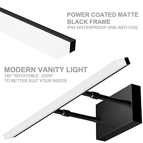 24 inch Black LED Vanity Light Adjustable Modern Bathroom Vanity Light Fixtures Over Mirror 5500K