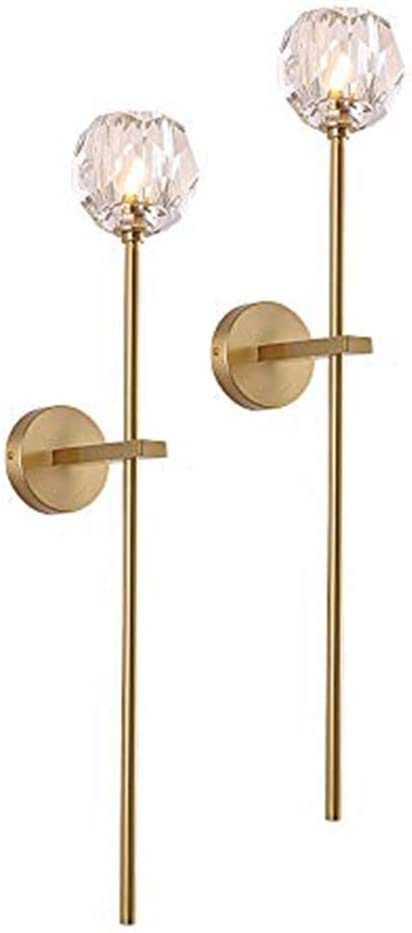 Gold Vintage Crystal Wall Sconce Set of 2 Brushed Brass Wall Lamp (2 Count)
